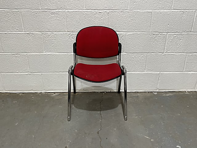 Red visitor chair metal frame