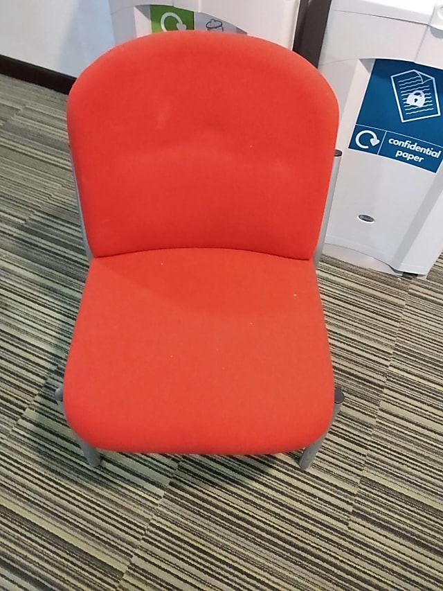 red armless chair