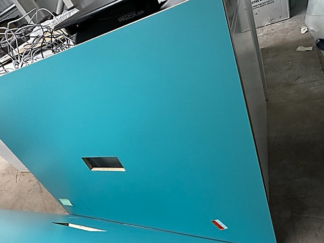 blue meeting room table