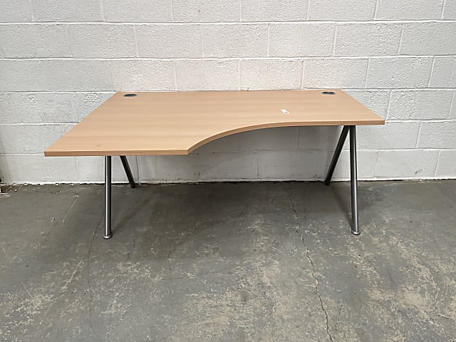 brown wooden desk v leg left hand return