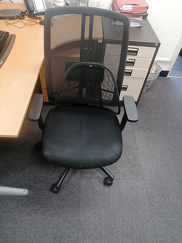 black leather office rolling chair