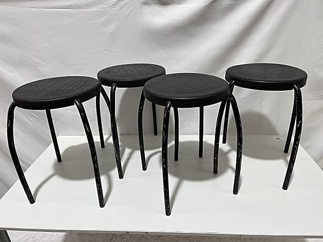 Set of 4 IKEA black plastic stools