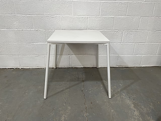 white wooden square framed table