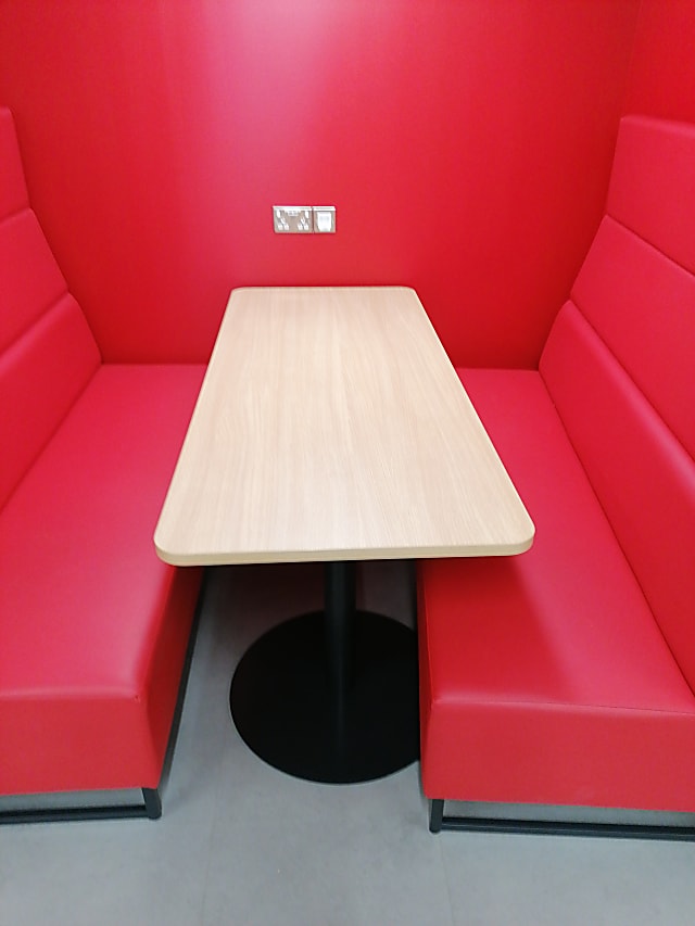 rectangular brown wooden table 