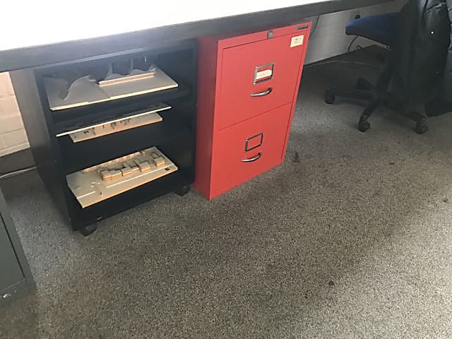 red 2-drawer filing cabinet