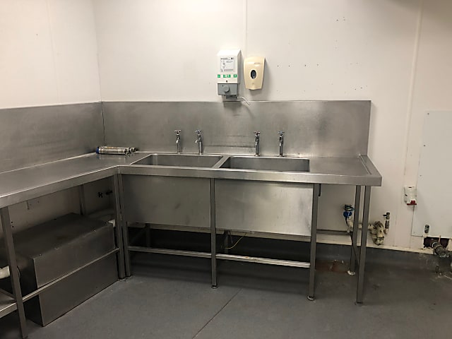 stainless steel double sink with faucet unit