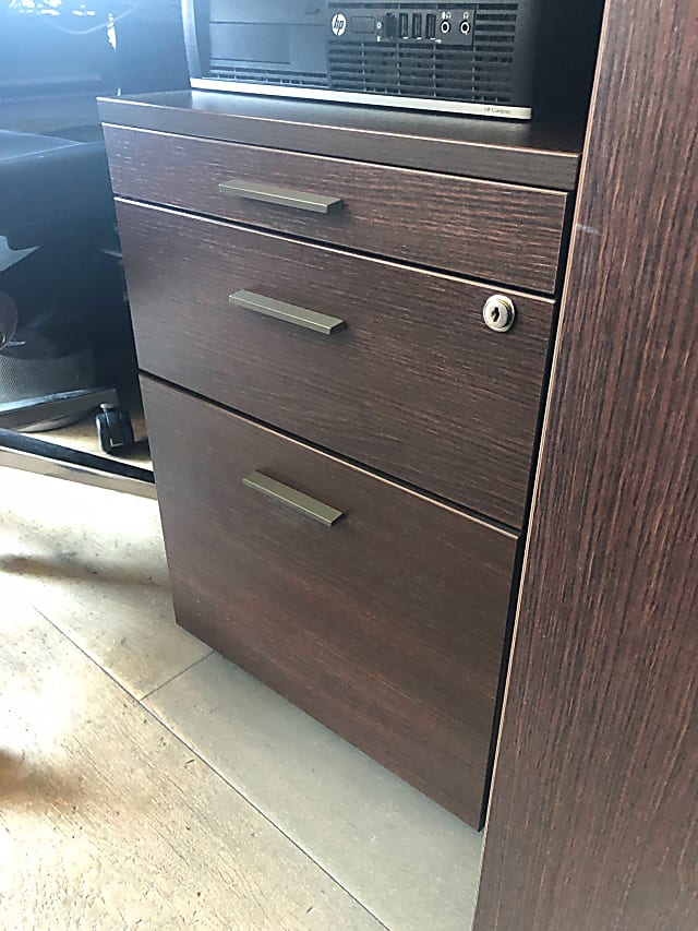 Dark walnut desk storage pedestal