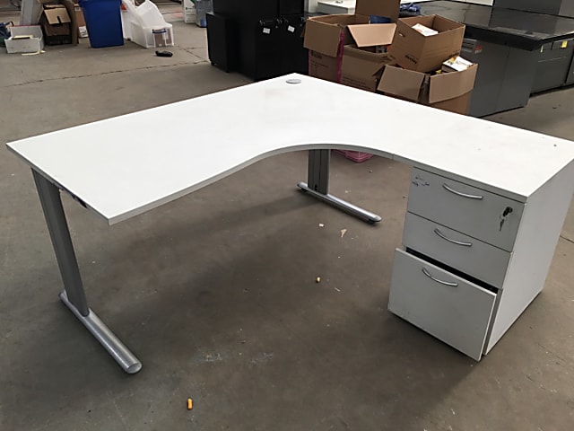 Desk with Extension and Pedestal