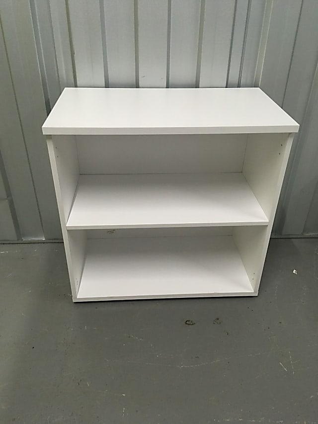 White wooden low book cabinet