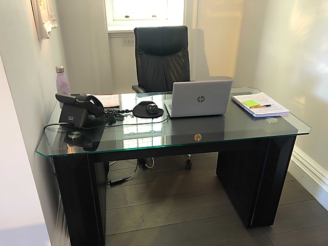 Glass top desk table