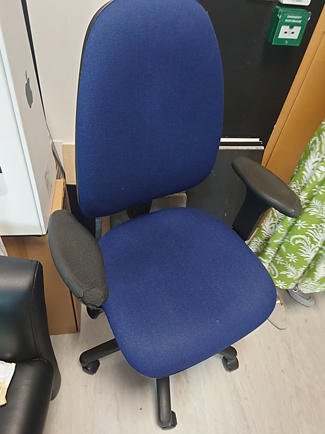 Navy operator chair with arm rests