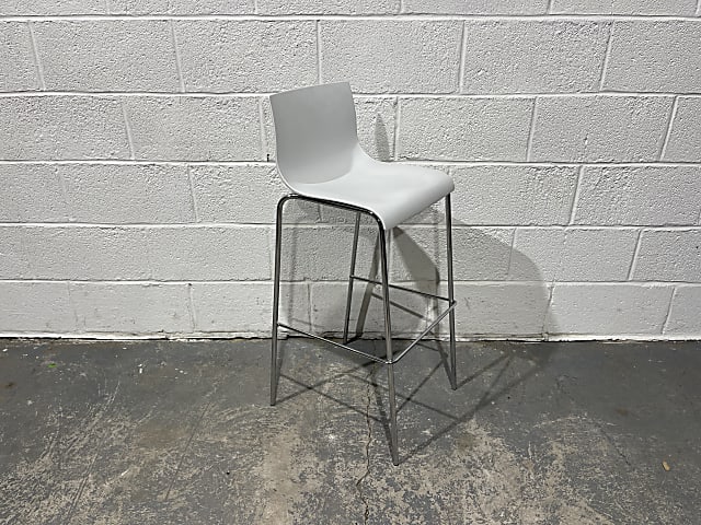 White Bar Stool with Chrome frame