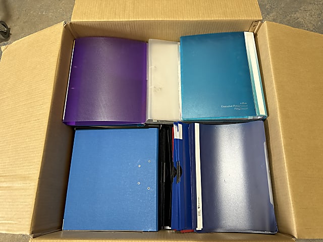 Box of 39 assorted folders