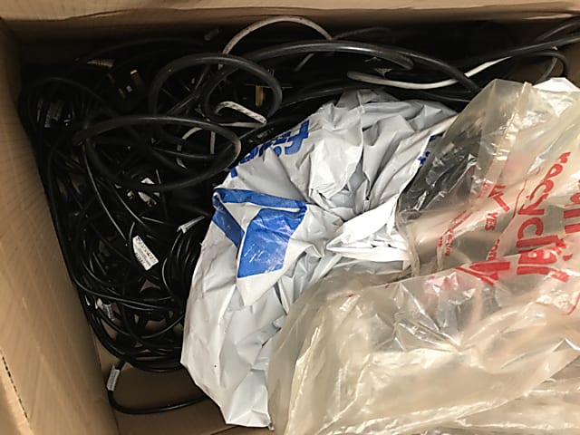 Box of Electrical cables and ethernet