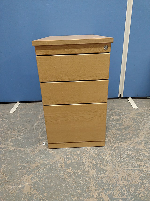 Three drawer beech pedestal 