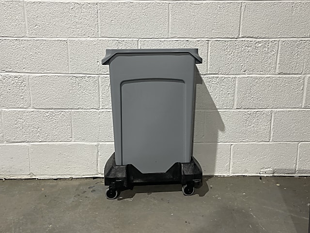 Tall Rubbermaid Grey Bin on dolly