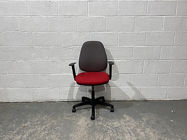 Grey and red operator chair