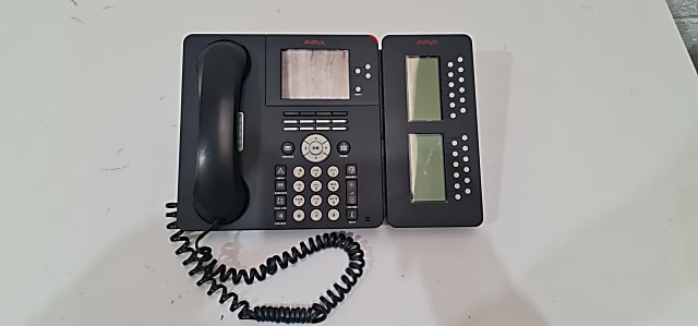 black and gray IP phone