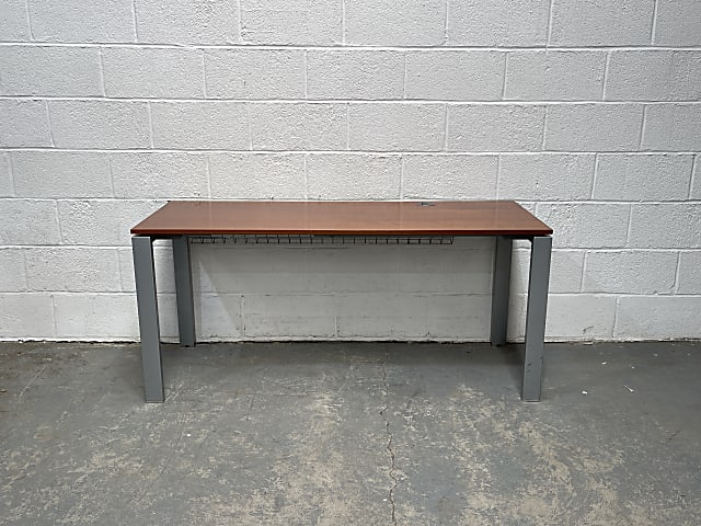 rectangular brown wooden slim table