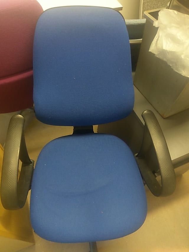 blue and black swivel armchair