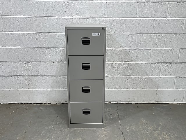 gray metal 4-drawer filing cabinet