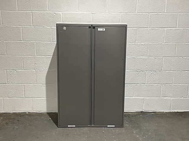 KI Grey metal storage cabinet with three shelves