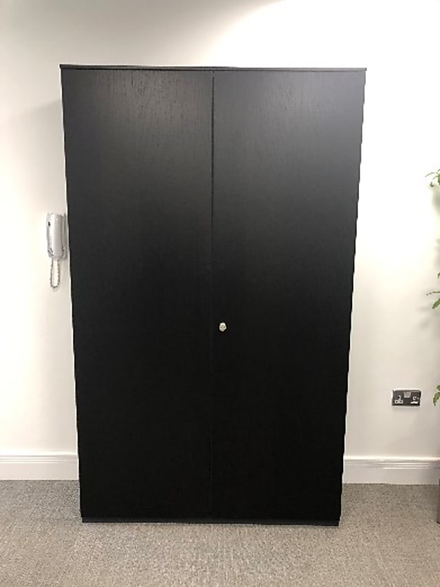 Black brown cabinet cupboard with 4 shelves