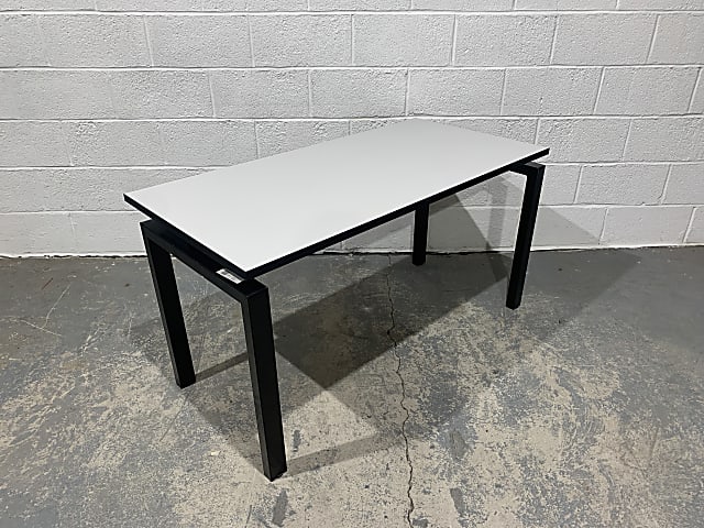 Staverton Single desk white top black steel frame staverton