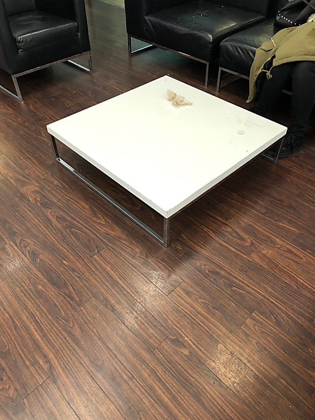 Low white square coffee table