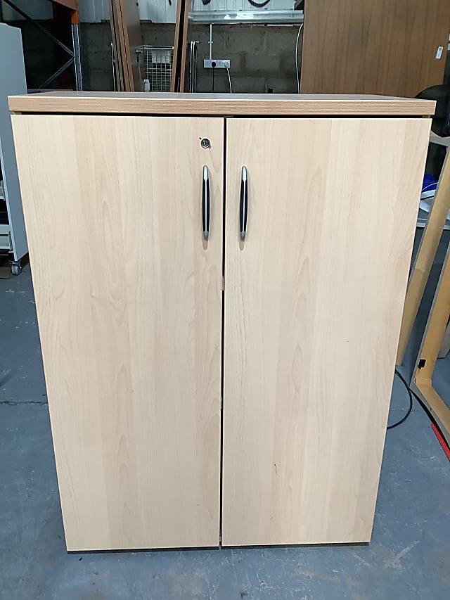 Wooden beech storage cabinet with shelves