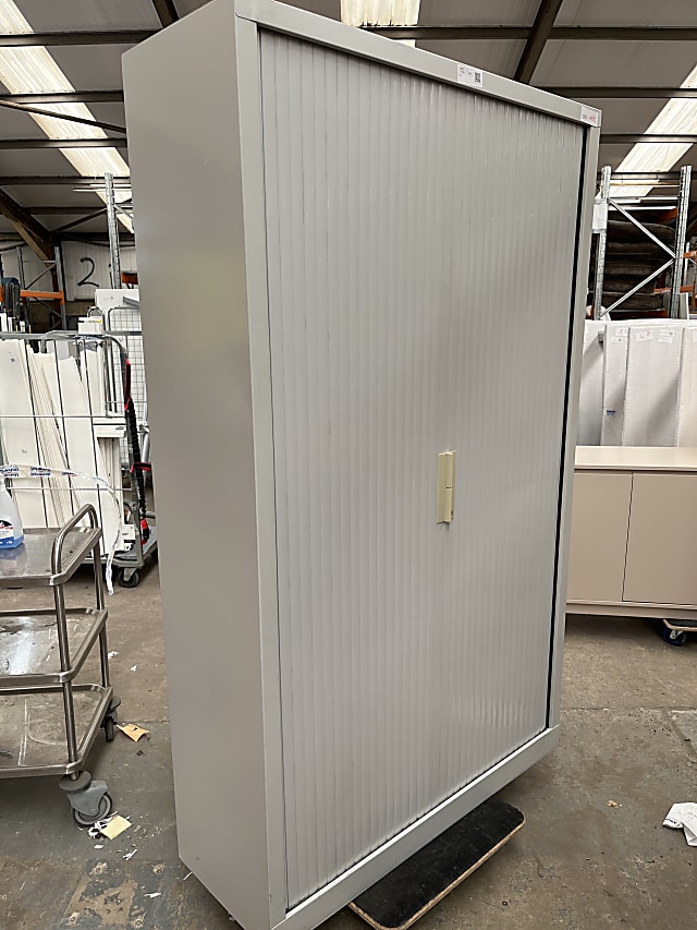 Large White Tambour storage cabinet