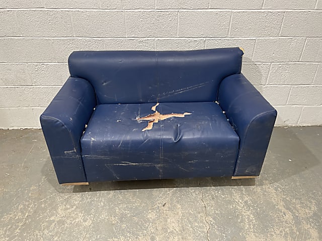 blue leather 2-seat sofa (scrap) 