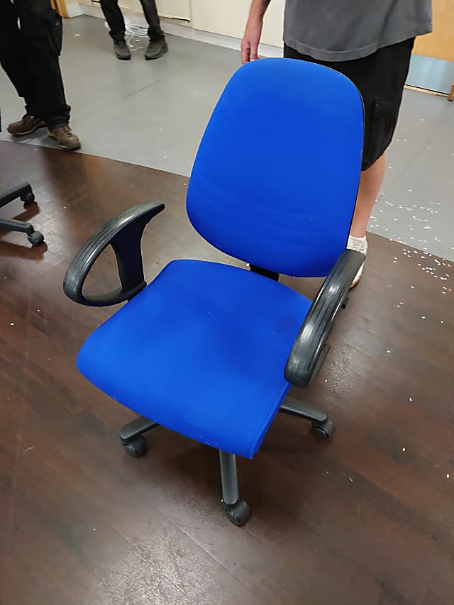 Blue operator chair D arm rests