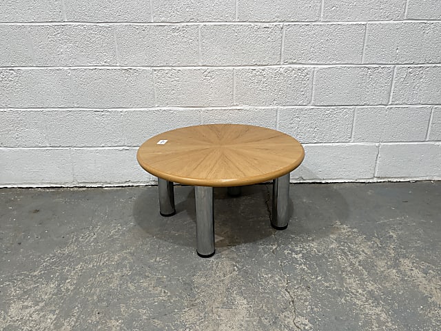 Sven Christiansen round brown wooden coffee table 