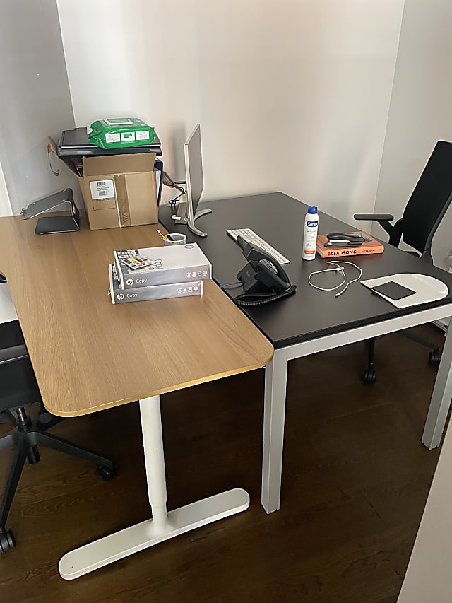 gray and black wooden desk