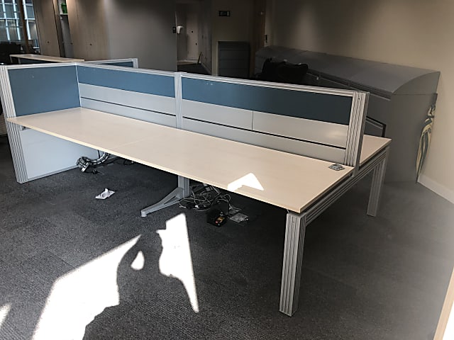 Bank of 4 beech top desks