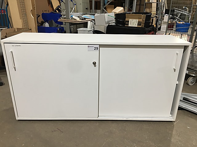 White Wooden cabinet with sliding lockable doors