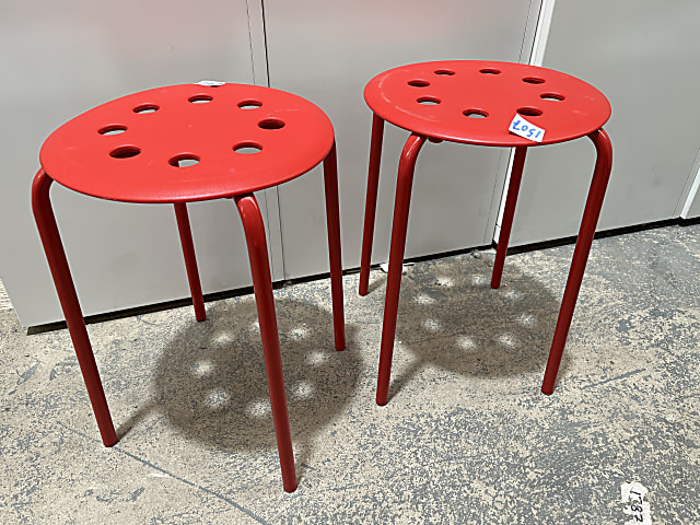 Pair of ikea Red low stools