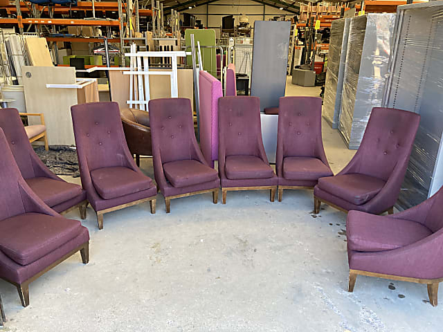 Tufted High Back Lounge Chairs - Refurb recover project 8 Chairs