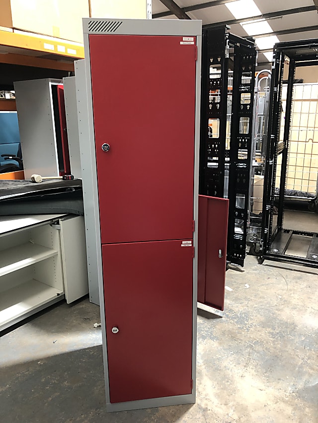 Metal red door Lockers coded 3 digit locks