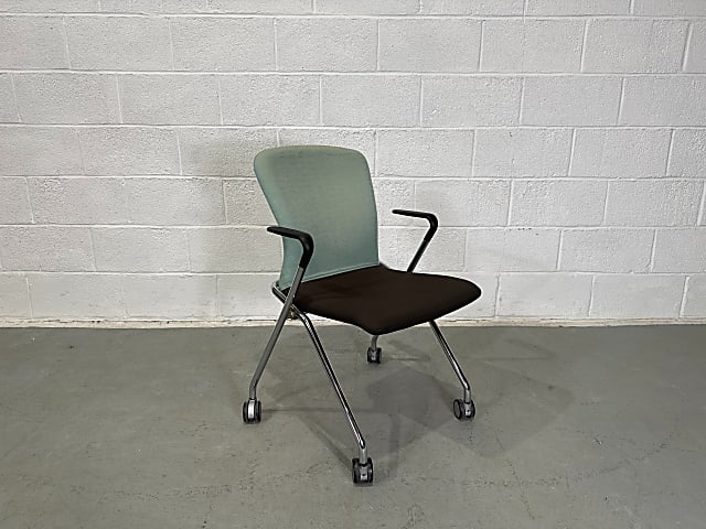 Boss Design Key Visitor Chair brown seat mint green on wheels