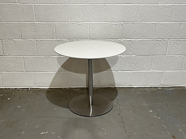 Orangebox round white wooden side table