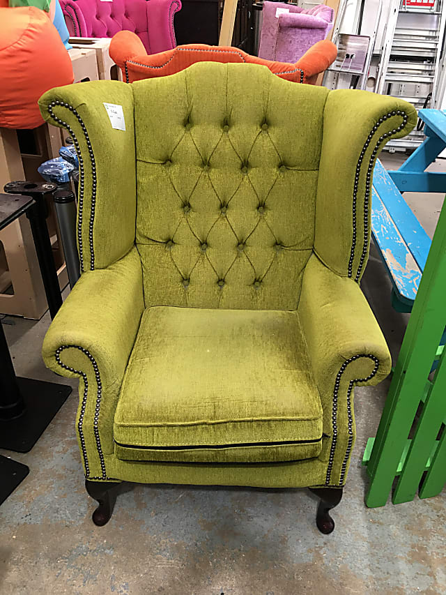 Gorgeous green padded armchair