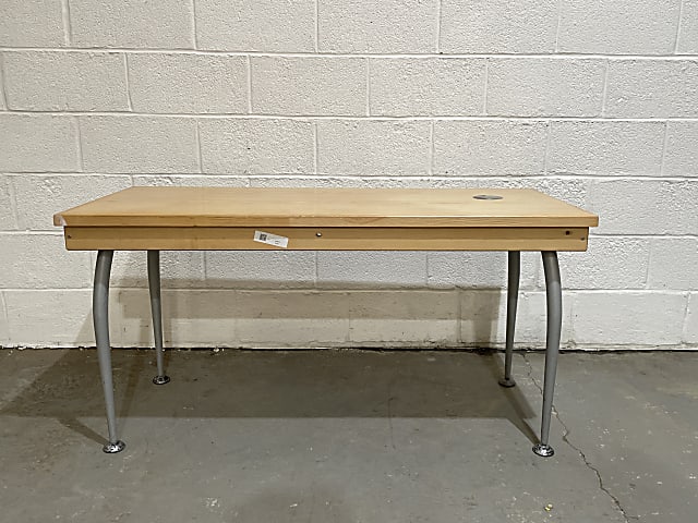 brown wooden meeting  table silver legs