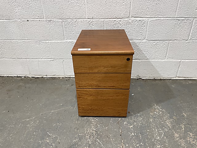 brown wooden 3-drawer pedestal 