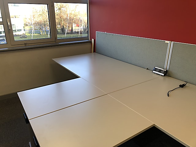 Grey office desk large with side return