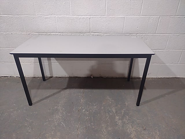 rectangular black metal framed white wooden top table