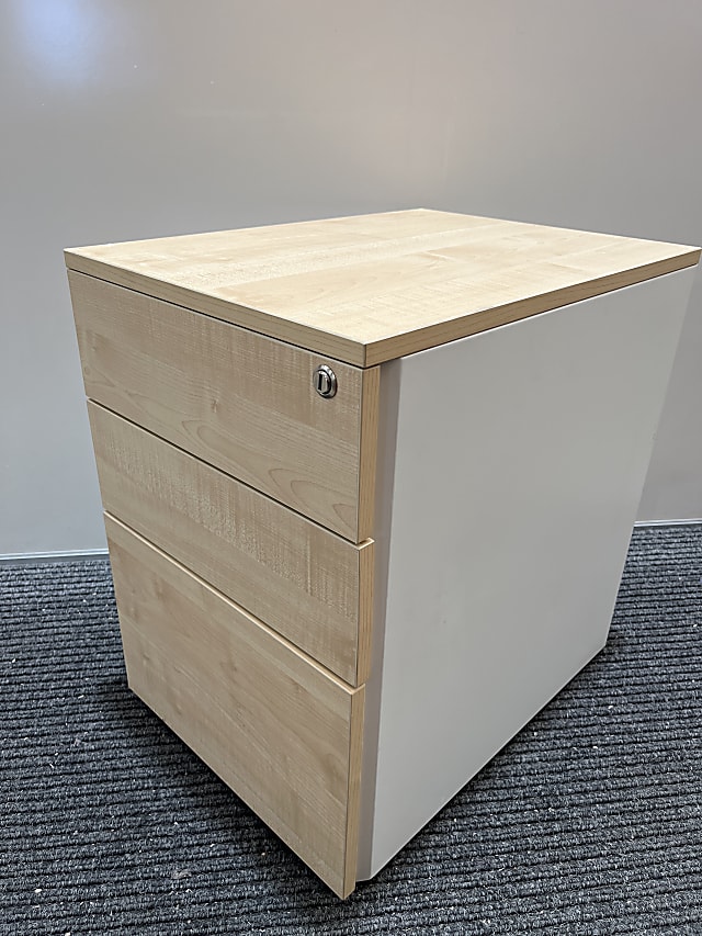 Three drawer beech pedestal 