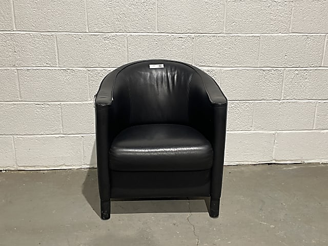 Black leather tub chair