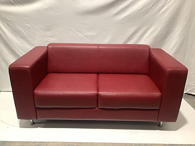 Boss Design Maxa 2 seater leather burgundy sofa